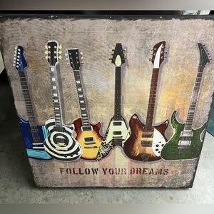 Follow your dreams guitar canvas wall art